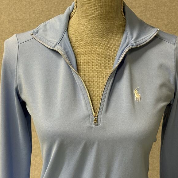 Polo Golf Ralph Lauren 1/4 Quarter Zip Performance Mock Neck Top Blue Women’s S - Picture 3 of 11